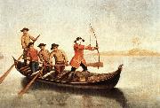 LONGHI, Pietro Duck Hunters on the Lagoon s oil painting on canvas